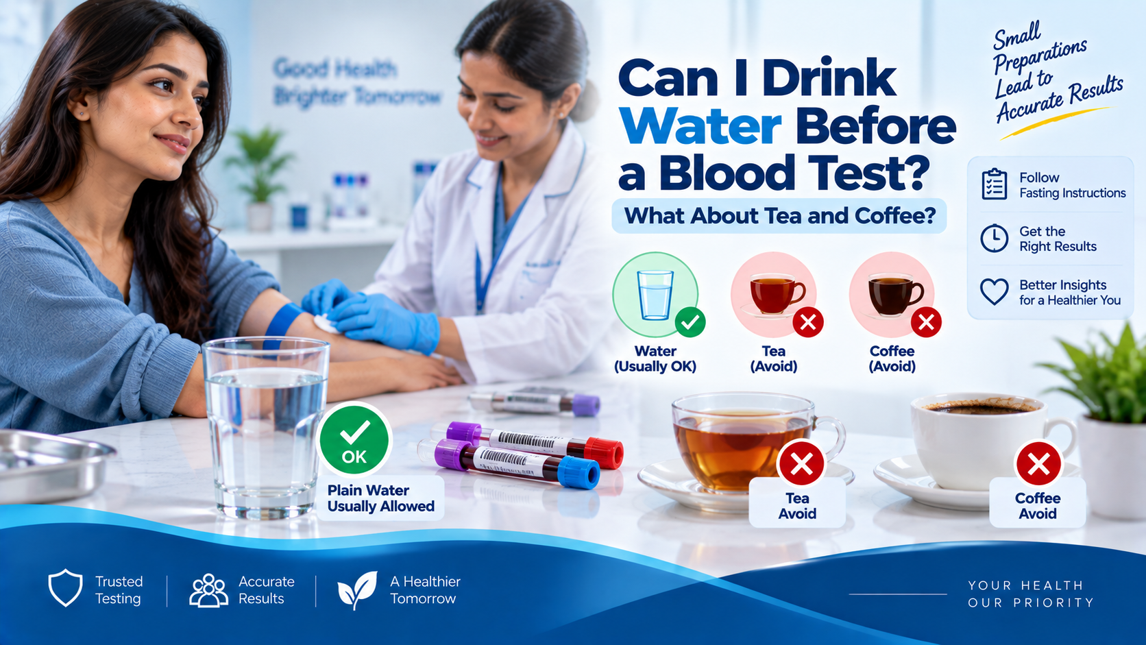 You are currently viewing Can I Drink Water Before a Blood Test? What About Tea and Coffee?