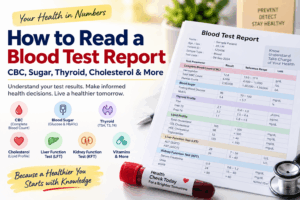 Confused by your blood test report? Learn what CBC, HbA1c, thyroid, cholesterol, liver and kidney tests mean, what abnormal results can indicate and when to consult a doctor.