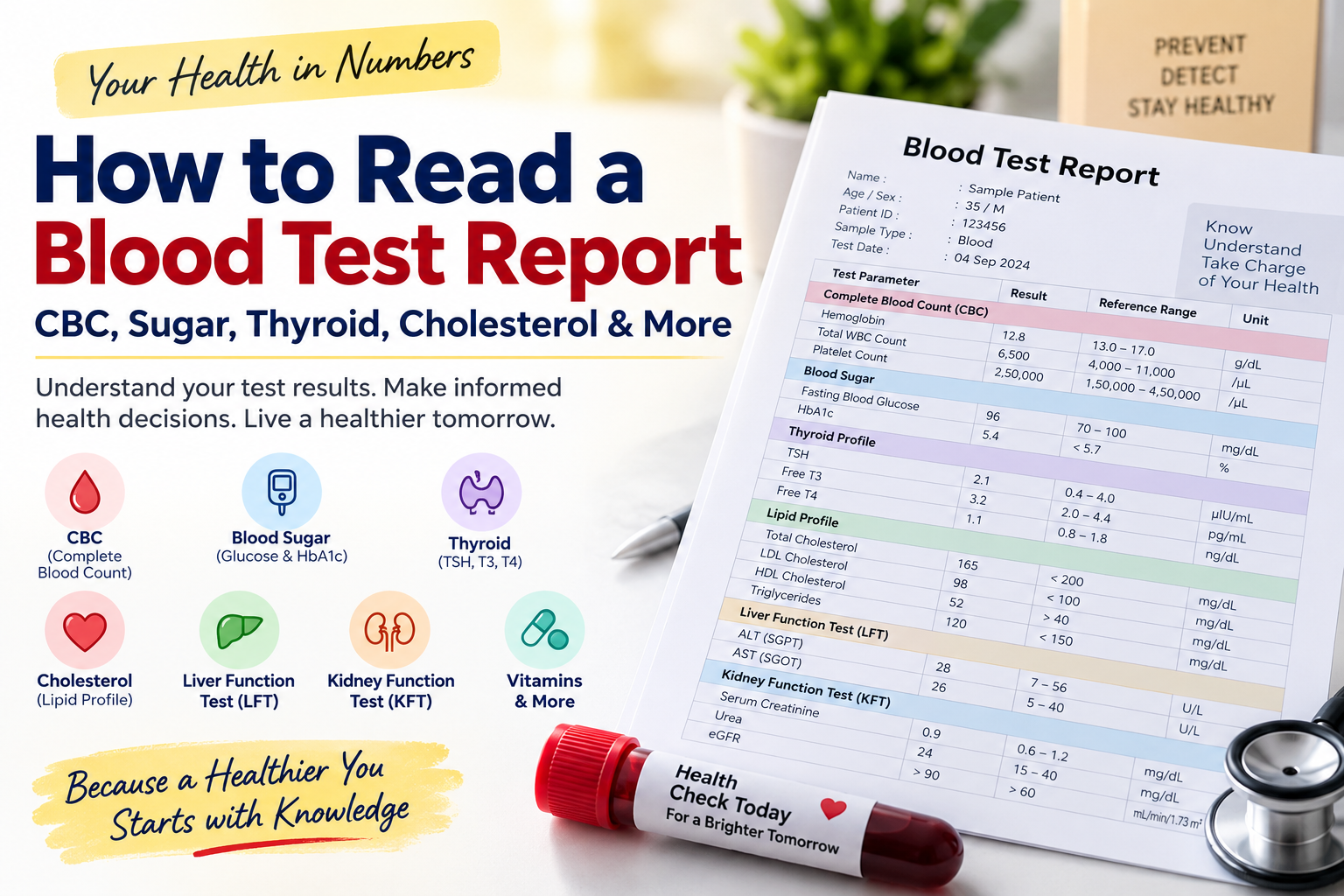 You are currently viewing How to Read a Blood Test Report: CBC, Sugar, Thyroid, Cholesterol & More