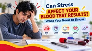 Person feeling anxious before a blood test at a diagnostic clinic